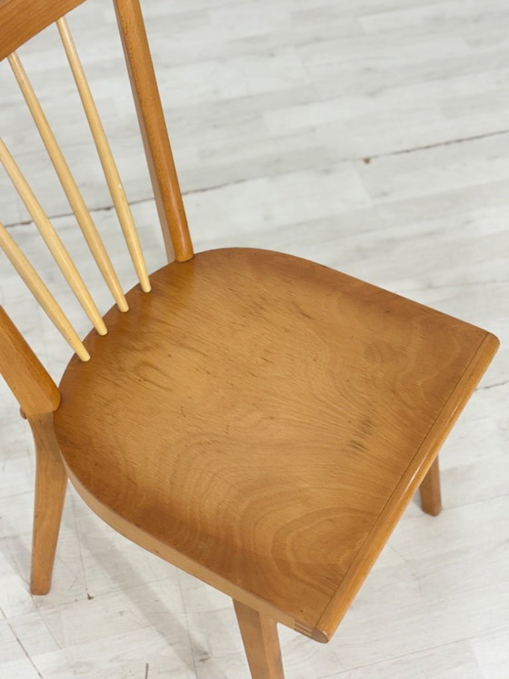 Image 1 of Lot de 4 chaises de salle à manger style années 50, chaises de cuisine, chaises en bois, chaises de salle à manger vintage
