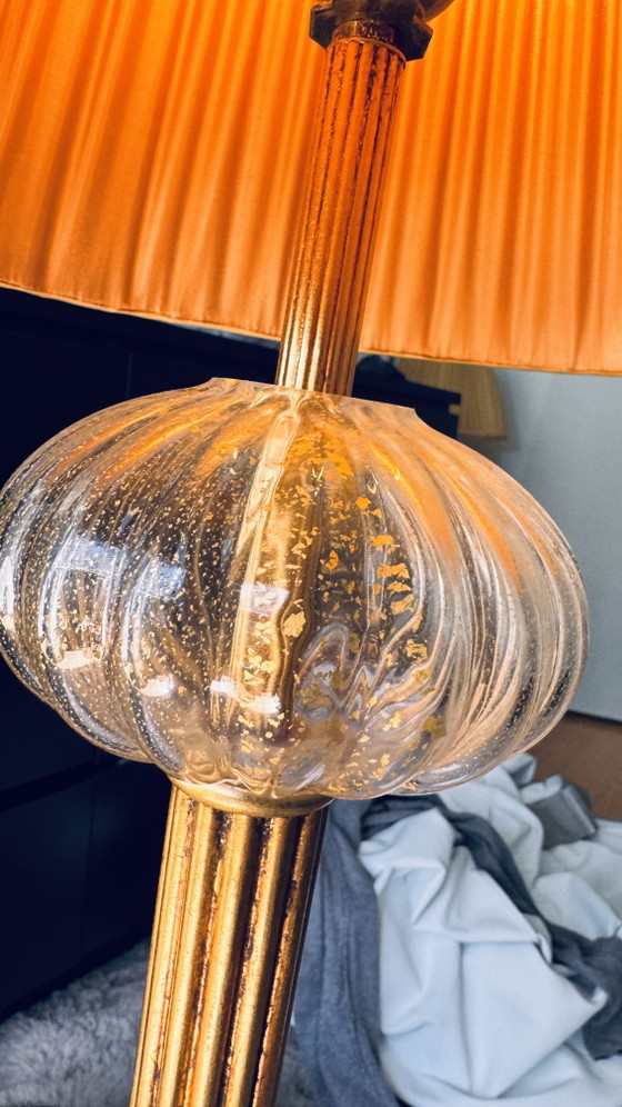 Par (2) de lámparas de pie estilo Hollywood Regency de Maison Jansen – Cristal de Murano soplado a mano con (photo 5 of 9)