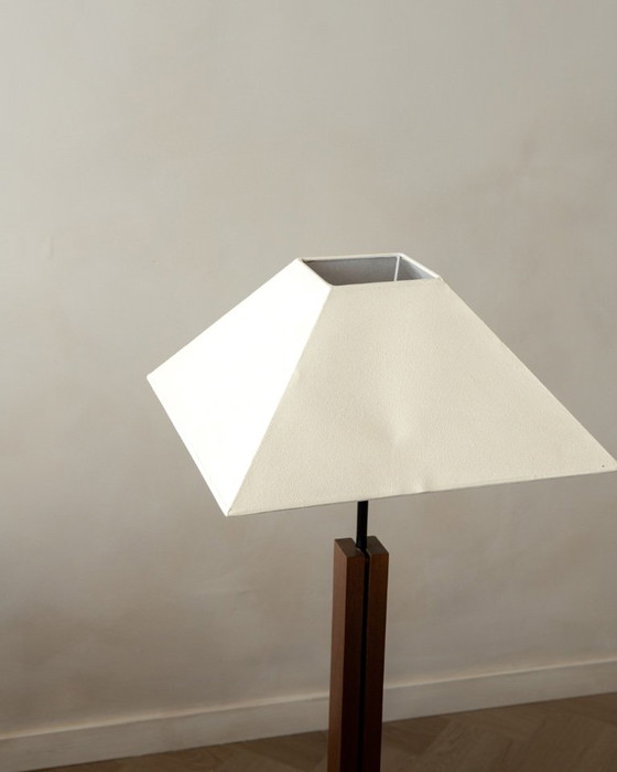Vintage Belgische postmoderne verstelbare vloerlamp van Bellino, jaren 90, hout met sculpturaal – Vloerlampen (photo 6 of 14)