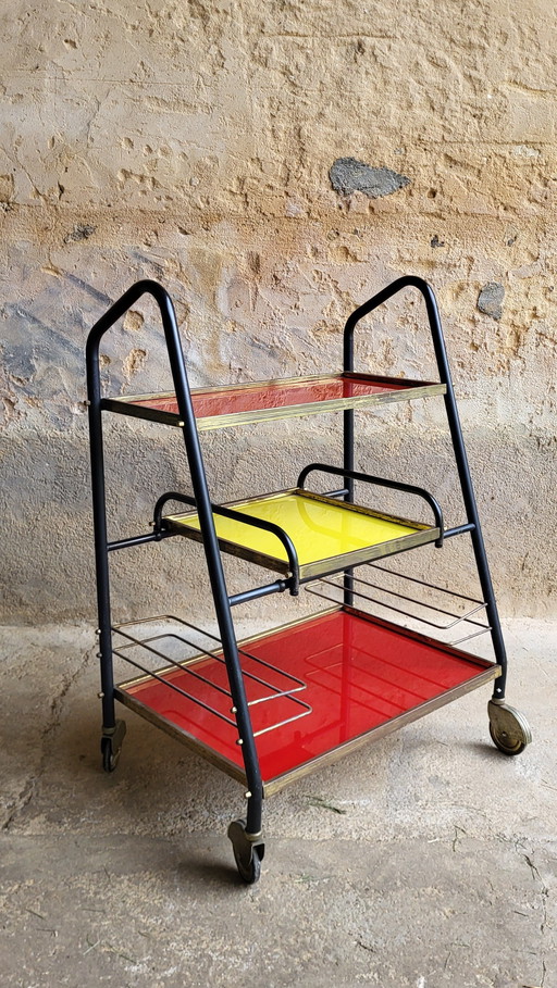 Vintage 1960's Red & Yellow Bar Sideboard