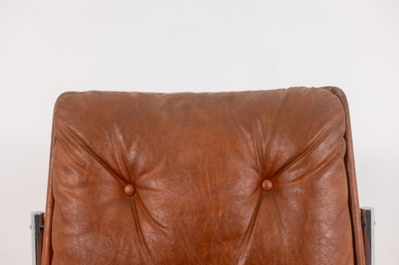 Image 1 of Set aus 6 Stühlen aus Leder und verchromtem Metall, 1970er Jahre