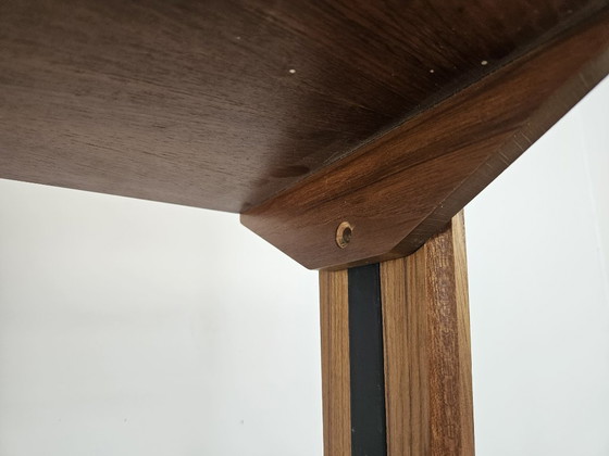 Image 1 of 1960s teak floor/sky bookcase with shelves and compartment