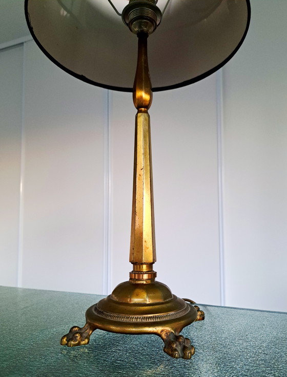 Image 1 of Lampada da tavolo a colonna francese in bronzo