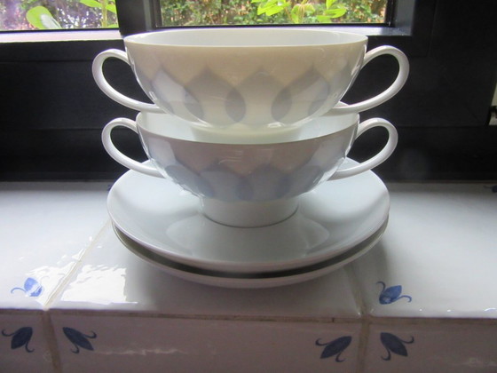 2 ciotole e piattini da zuppa Rosenthal, modello Bjorn Wiinblad Lotus, blu, vintage – Stoviglie, Porcelain (photo 2 of 7)