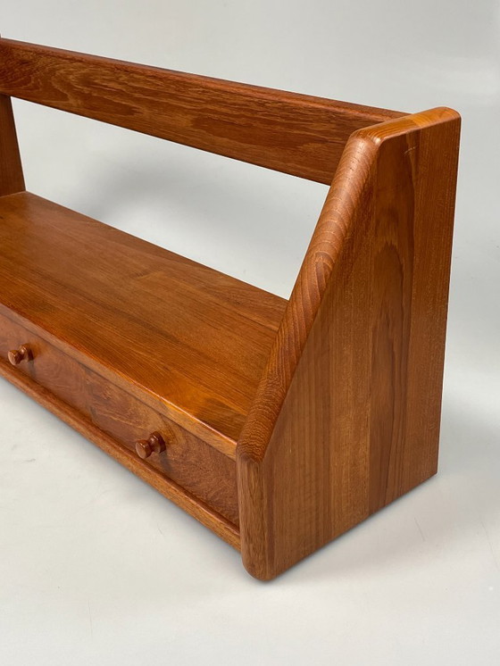Image 1 of Vintage Wall Shelf With Drawers, Dyrlund, Solid Teak, Denmark 1970's
