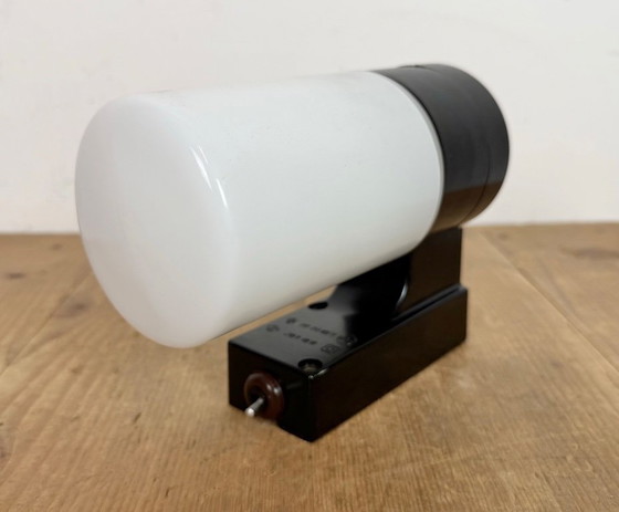 Image 1 of Industrial Brown Bakelite Wall Light with Milk Glass, 1960s