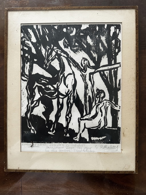 Suzan ROTHENBERG (1945-2020), Characters on horseback - Woodcut - Artist's proof