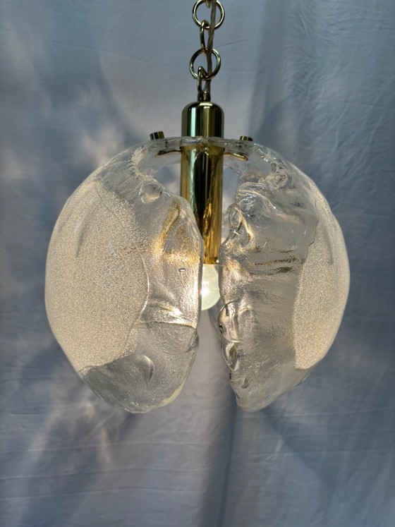 Vintage Kaiser Leuchten XL Pendant Lamp 70s Murano Glass, Gold (photo 4 of 15)