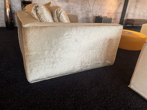 Loveseat, Livenzo, Métal, Velours, Crème (photo 3 sur 5)