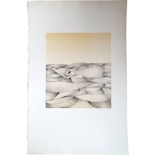 Vintage Gemälde das Dilemma von François Xavier Lalanne, 1978