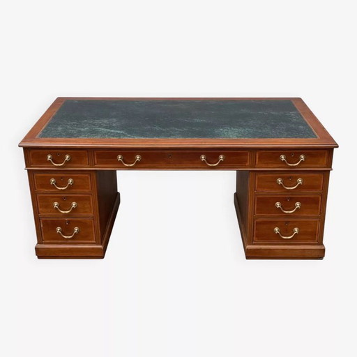 Scrivania antica inglese con cassettiera in noce, 1930