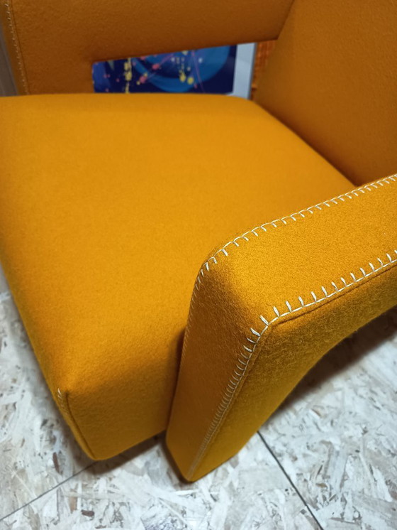 Image 1 of CASSINA Paire de fauteuils Utrecht 637 NEUF 2026 en laine KVARD Moutarde par Gerrit Rietveld