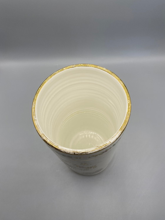 Porcelain Rouleau Vase, Peacock and Floral Decor, 24K Gold, Kinoys Rhodes – Crockery (photo 2 of 6)