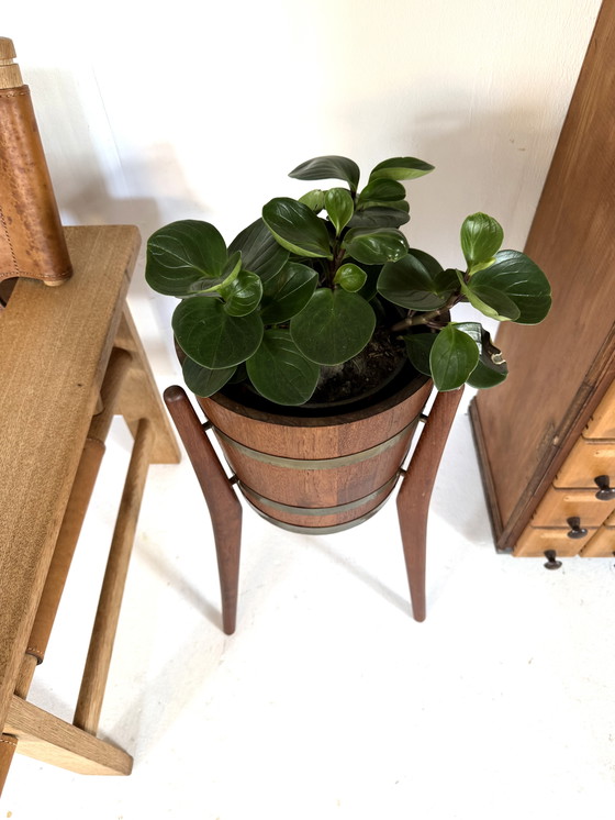 Image 1 of Jardinière vintage en teck et laiton, Jydsk Bødker '60