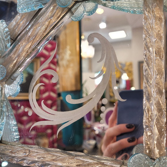 Image 1 of Espejo En Cristal De Murano, Grabado Al Ácido, Ongaro E Fuga, S. XX – Italia