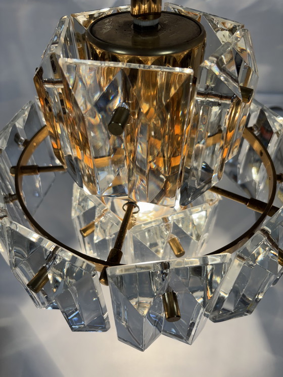Image 1 of Kinkeldey Kroonluchter Messing & Kristal - Mid-Century