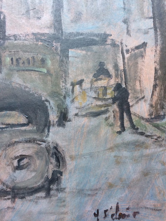 Image 1 of Oil on panel by the painter Henry Saint-Clair (1899-1990) "The Saint-Martin Gate in Paris"