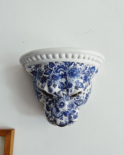 Leopard Wall Shelf - Delft Blue – beeldhouwkunst, Ceramic (photo 2 of 5)