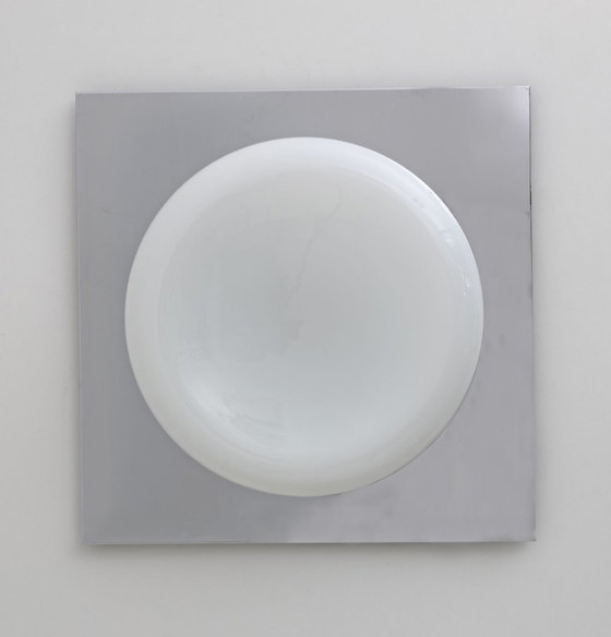 Image 1 of Carlo Nason Mid-century Modern Italian Steel and Murano Glass Wall Lamp, 1970s