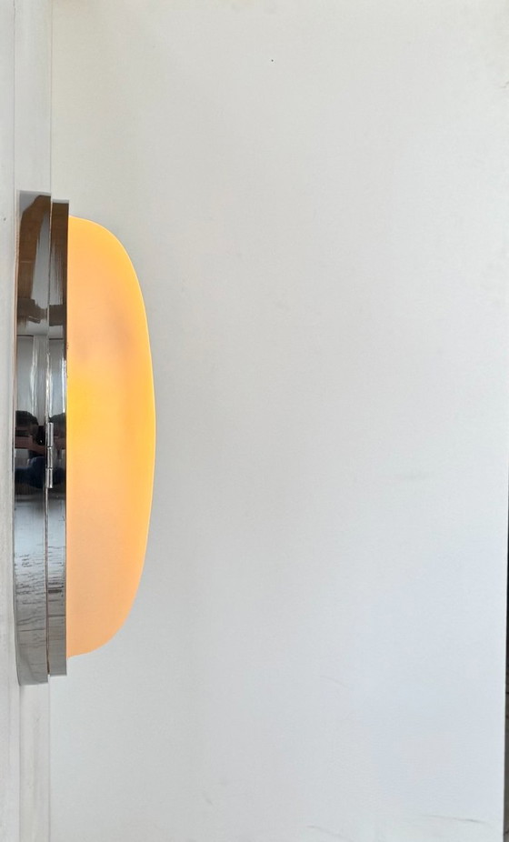 Image 1 of Applique vintage XL, metallo cromato e vetro sabbiato, Francia, 1930