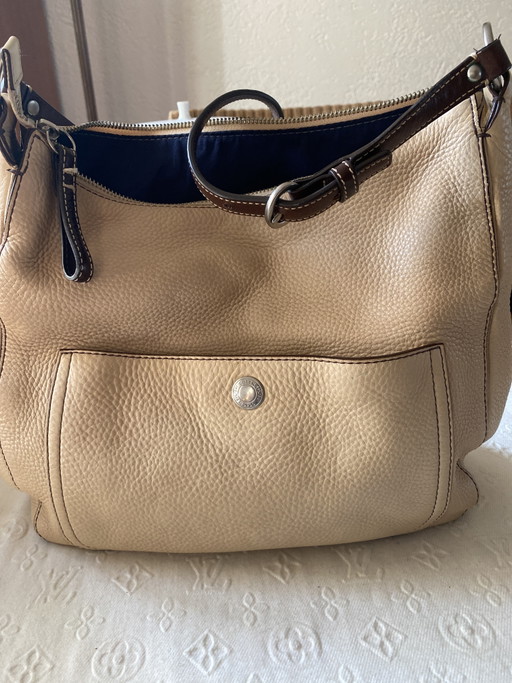 Coach handbag, leather, beige, new