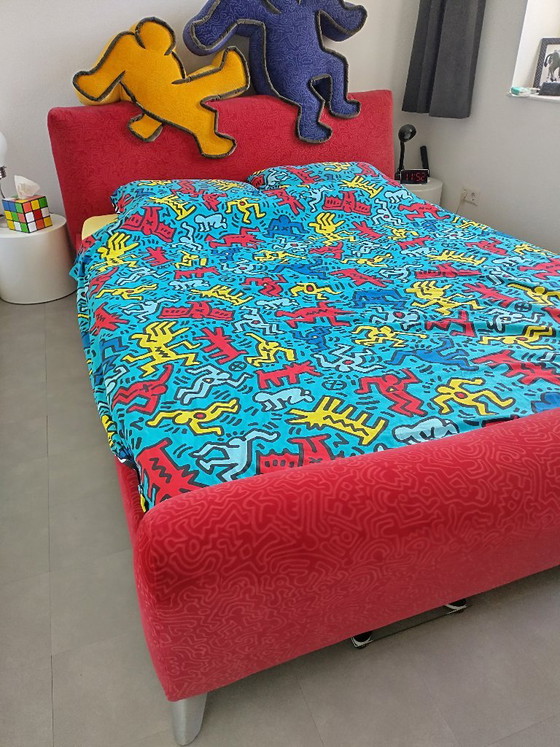Keith Haring Bretz Double Bed Red (1.60 X 2.00 Mtr), Textile, Metal, Pop Art (photo 2 of 9)