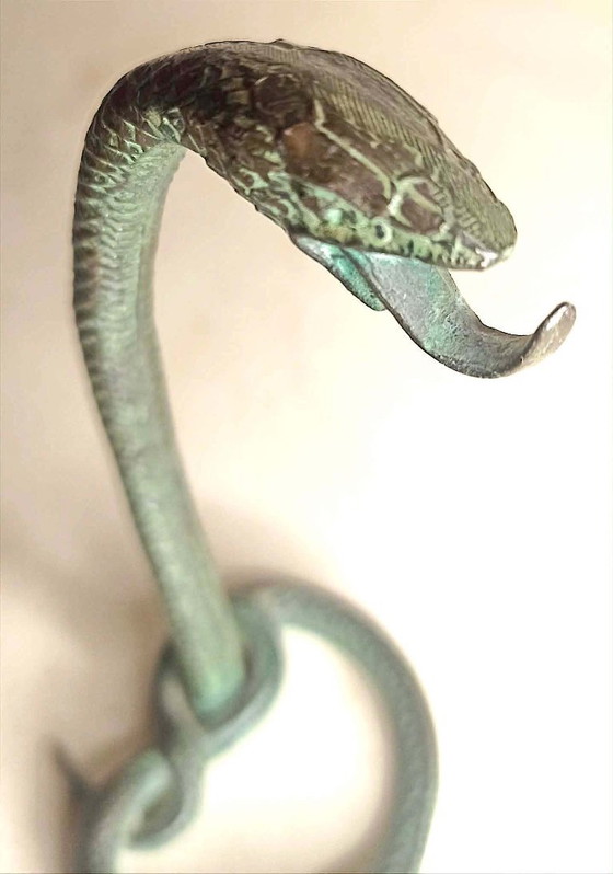 Image 1 of Cobra Bronze Pocket Watch Holder by Edgar Brandt, Art Deco Style