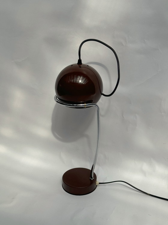 Image 1 of Vintage Brown Gepo Amsterdam Eyeball Lamp | Table Lamp 1970s Dutch Design