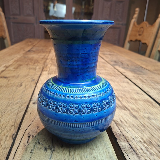 Image 1 of Blaue Vase von Bitossi Ceramiche Aldo Londi Rimini