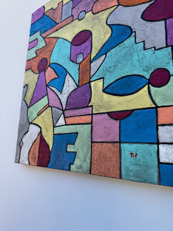 Tableau abstrait géométrique coloré – Peintures et dessins, Toile (photo 5 of 14)