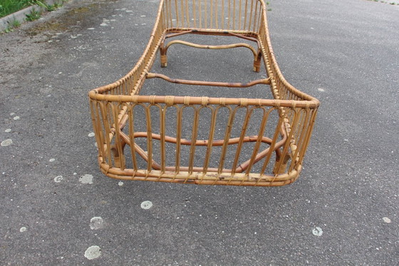 Image 1 of Vintage Italian rattan bed 1950/60's