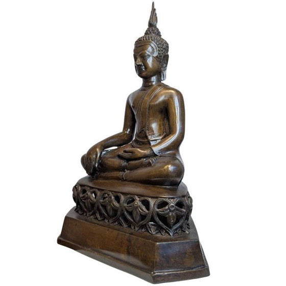 Antique Thai Bronze Buddha in Bhumisparsha Mudra – 119 – Sculpture (photo 7 of 9)