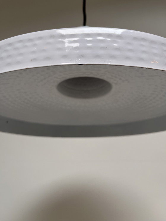 Image 1 of Stylish white pendant lamp with subtle textured finish