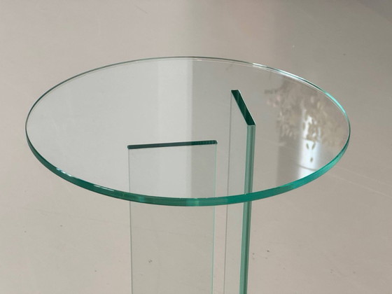 Image 1 of Minimalist glass flower stand/pedestal, 1980s