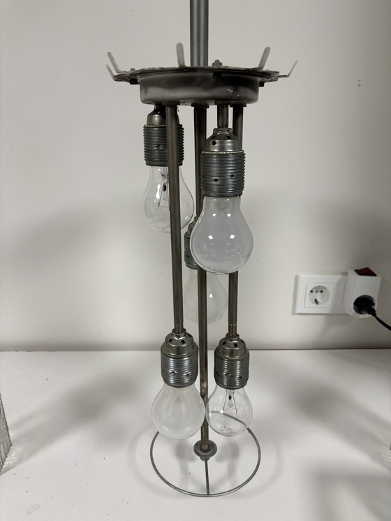 Image 1 of Large glass pendant lamp by Doria Leuchten, 1960s/Crystal glass chandelier/Mid-Century Modern light/Hollywood Ragency/Ice