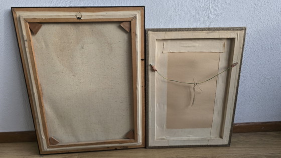 Coppia di 2 Dipinti Indonesiani Vintage Anni '70 – Cornice in Juta / Stile Tretchikoff – Dipinti e disegni (photo 2 of 15)