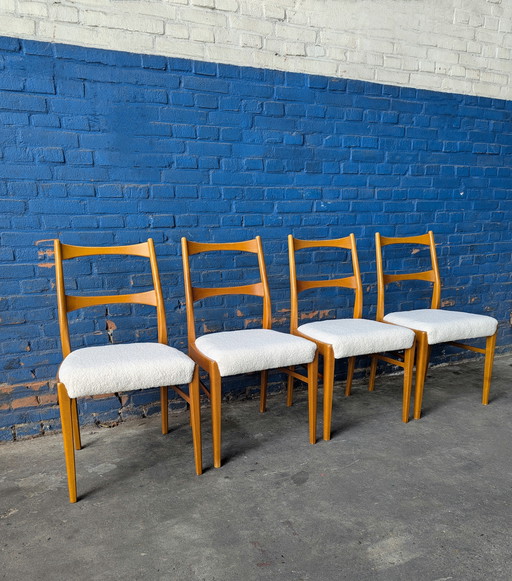 4x midcentury Danish chair, boucle upholstery