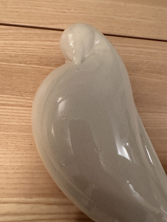 Image 1 of Art Deco craquele beeld duif Jacques Adnet