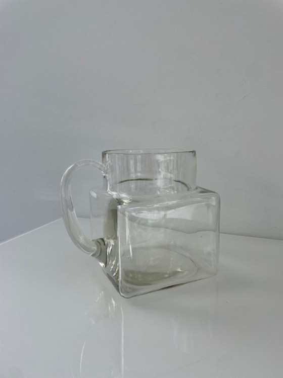 Image 1 of Jarra de cristal de diseño, forma cúbica, 1,5 L, soplada a mano.