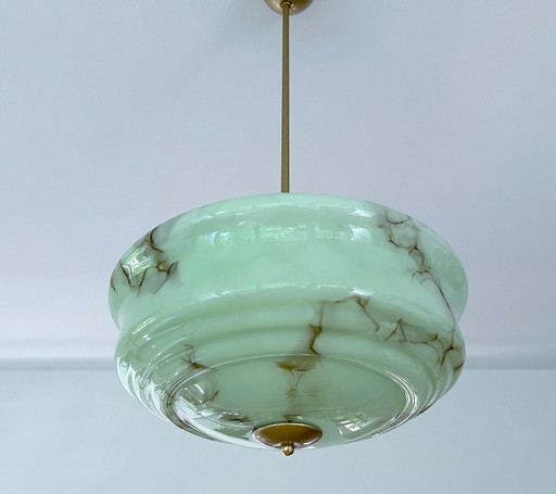 Art Deco Green Glass Pendant Lamp