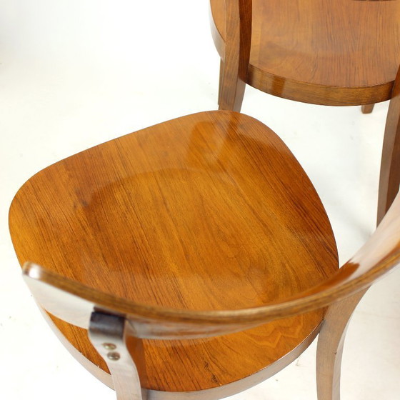 Image 1 of Set Of 4 Classical Tatra Dining Chairs In Walnut, Czechoslovakia 1950s