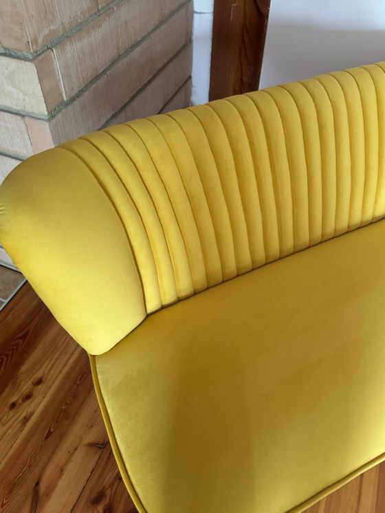 Mid-Century Gele Fluweel Bankstel, jaren 50 – Mid Century Modern (photo 10 of 10)