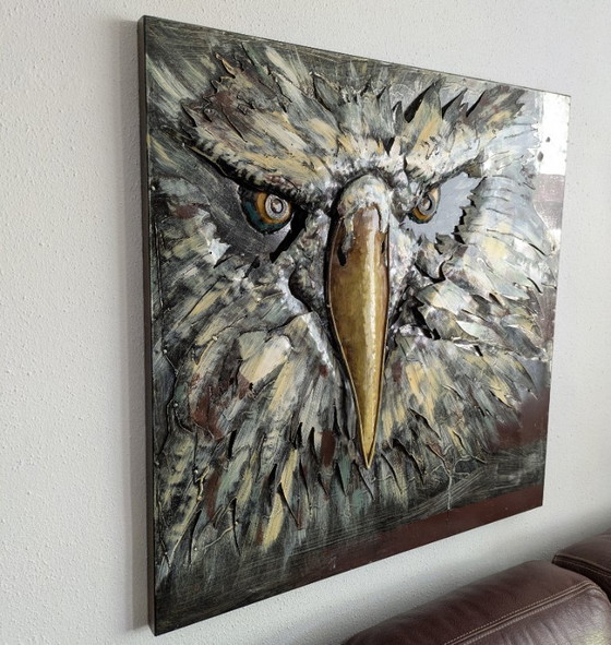 Image 1 of 3D metalen wanddecoratie met adelaar (gelaagde/reliëf metalen kunst)