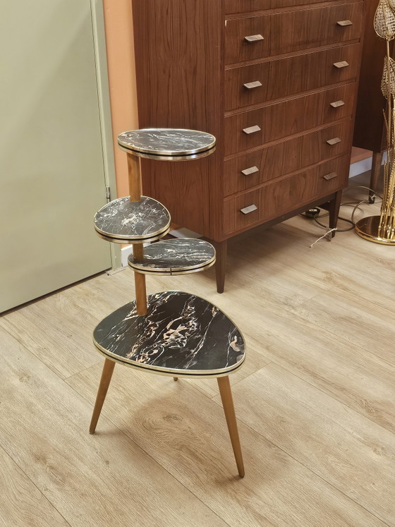 Vintage Plant Table Side Table Small Table Marble – Wood (photo 2 of 10)