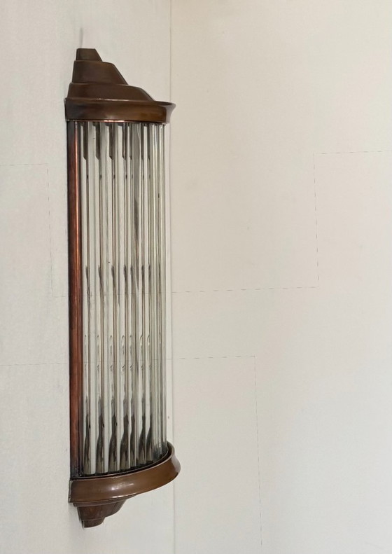 Image 1 of Applique vintage, cuivre et verre, France, 1940