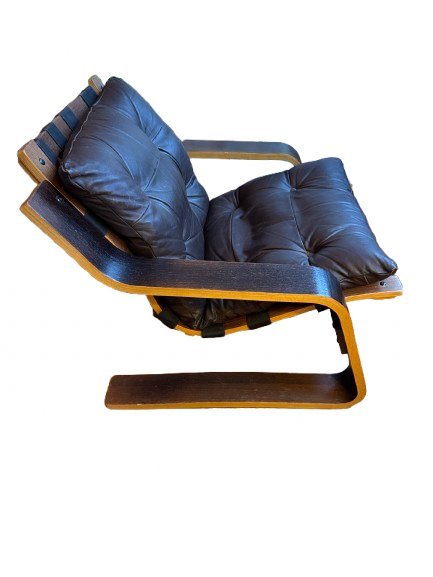 Image 1 of Multiplex & leer feauteuil naar scandinavisch design