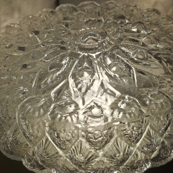 Vintage plafondlamp met gestructureerd glas – Bloemenmotief van geperst glas – jaren 70 – Plafondlampen (photo 6 of 14)
