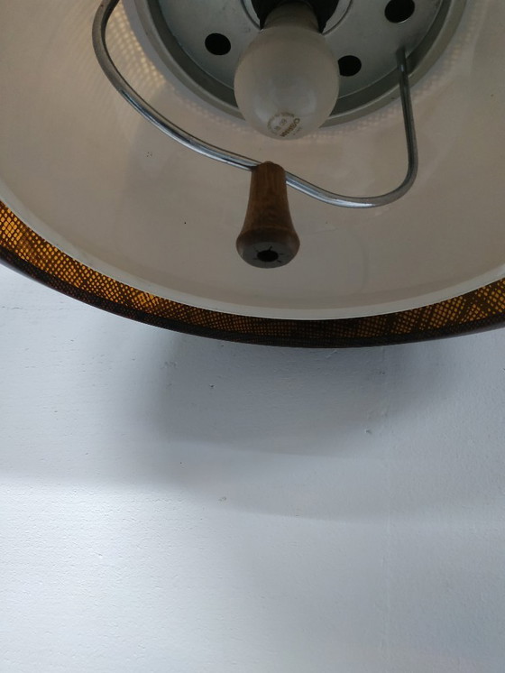 Image 1 of Space age 'honeycomb' 60s-70s design pendant lamp gold brown (height adjustable).