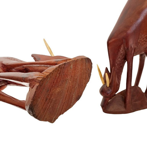 Image 1 of Vintage houten antilopen uit West Afrika