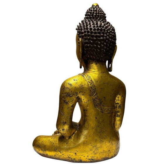 Antico Buddha Cinese in Ghisa Dorata – XVIII/XIX Secolo – Bhumisparsha Mudra – Fusione di Qualità Museale (photo 7 of 10)